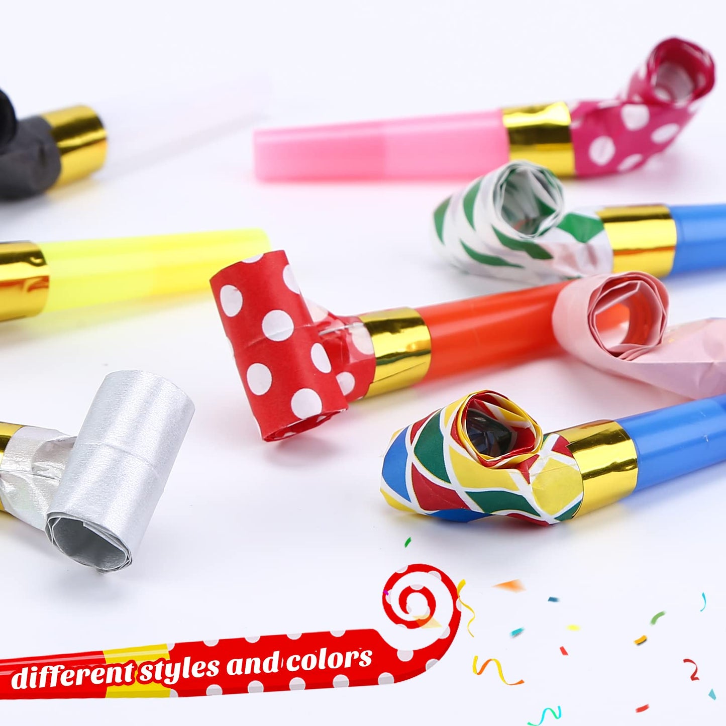 Koogel 100 Pcs Party Blowers Noisemaker Set – Colorful Fun for Birthdays & Celebrations