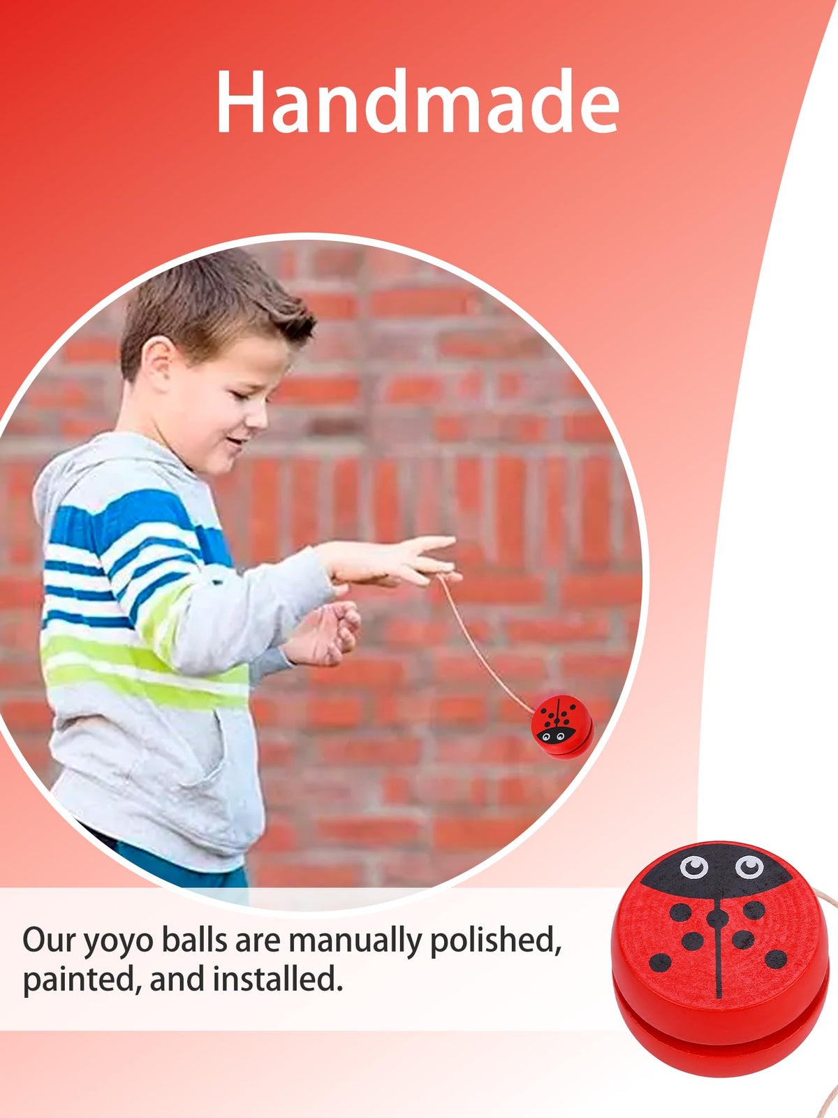 KooingTech Yoyo for Kids 3-4 – Wooden Ladybug Yoyo Ball, 2.36 in