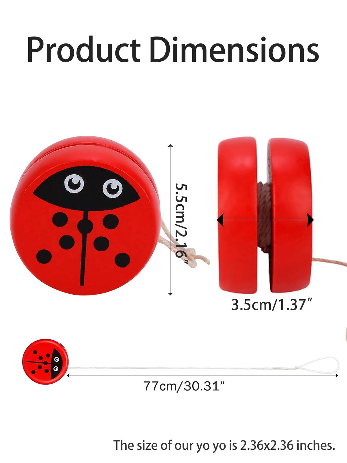 KooingTech Yoyo for Kids 3-4 – Wooden Ladybug Yoyo Ball, 2.36 in