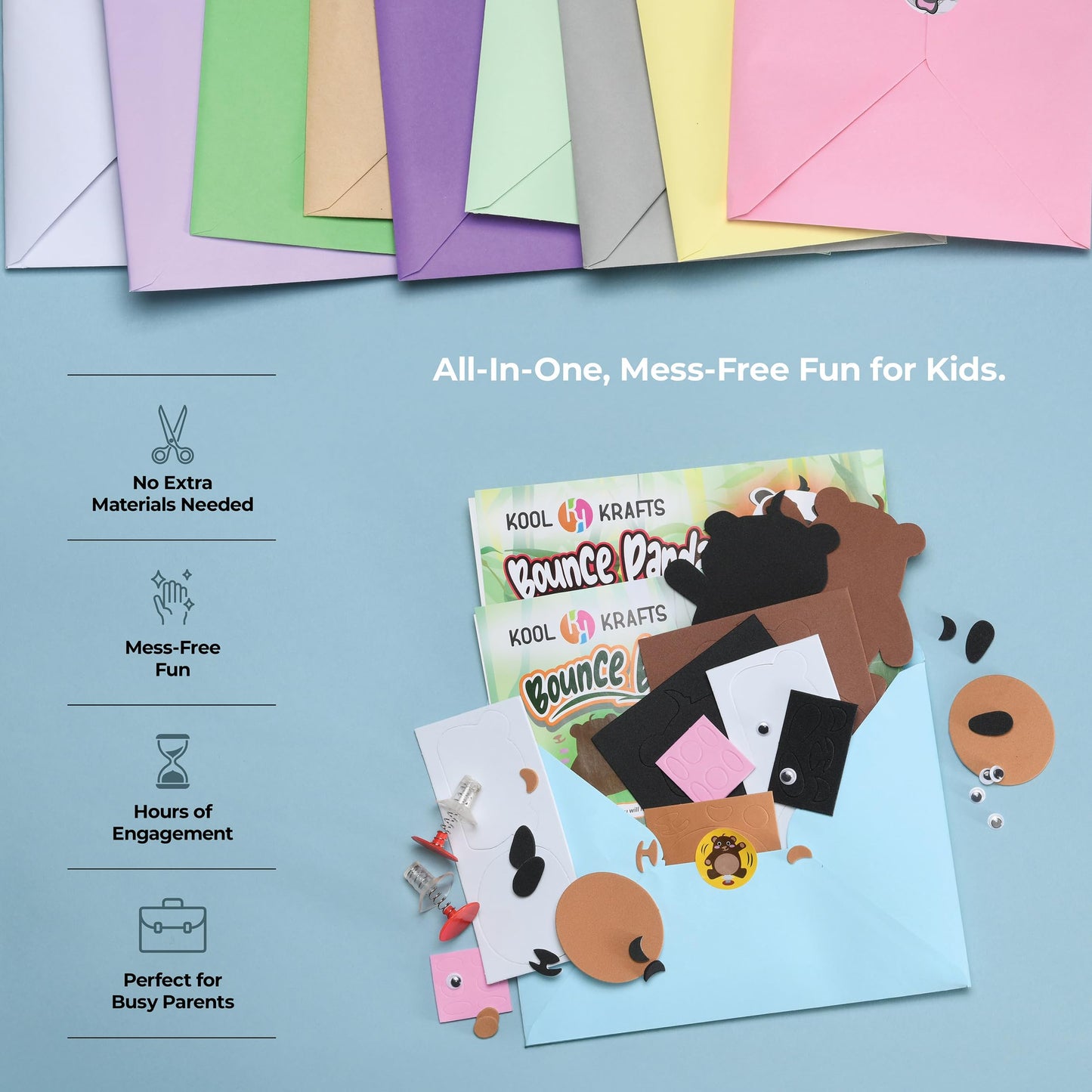 KOOL KRAFTS 20 Arts & Crafts Kit for Kids – All-Inclusive, Mess-Free, Easy Step-by-Step Activities