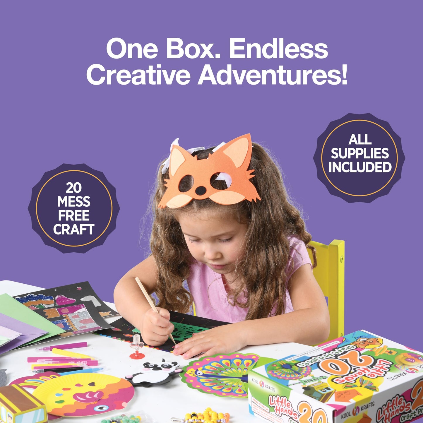 KOOL KRAFTS 20 Arts & Crafts Kit for Kids – All-Inclusive, Mess-Free, Easy Step-by-Step Activities