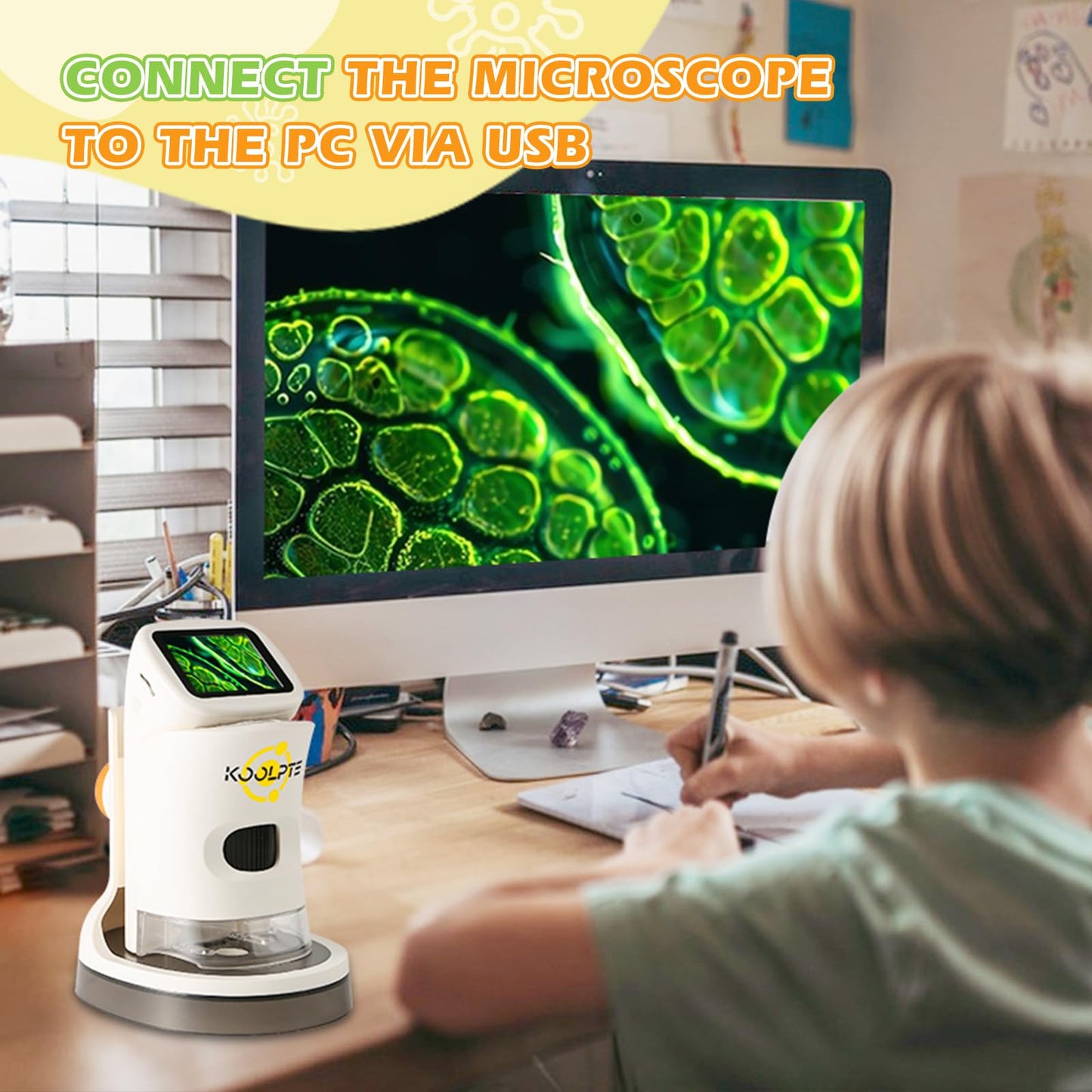 Koolpte Kids Microscope 1000X HD Pocket Scope with 2.1'' LCD – Educational Gift for 8-12