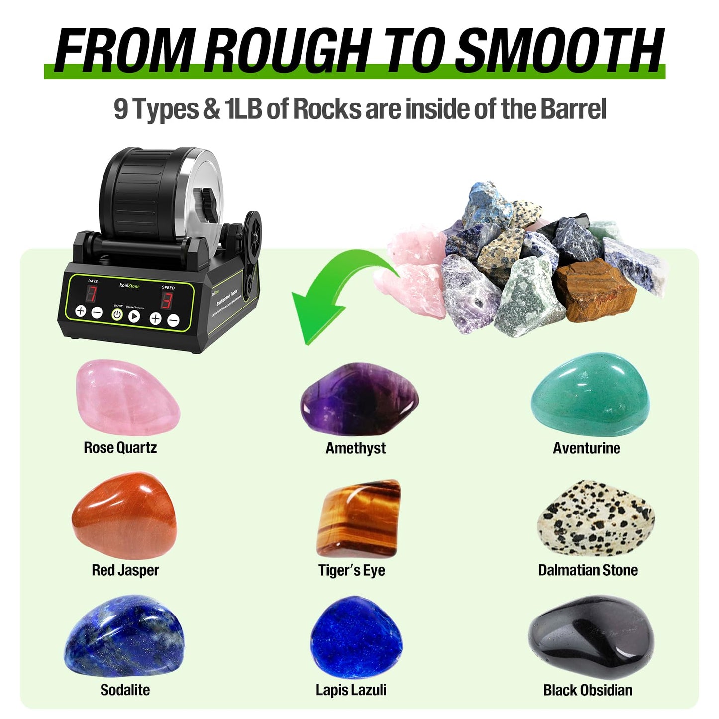 KoolStone C1 Pro Brushless Rock Tumbler Kit — 2.5lb Capacity, Ultra Durable
