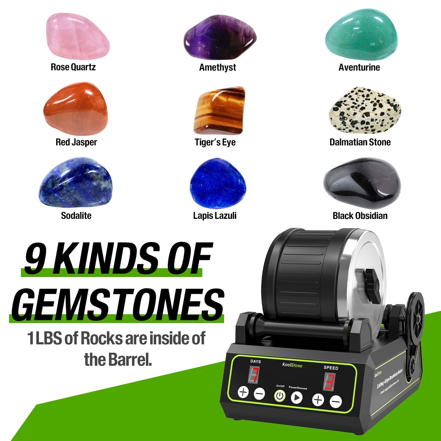 KoolStone C1 Pro Brushless Rock Tumbler Kit — 2.5lb Capacity, Ultra Durable
