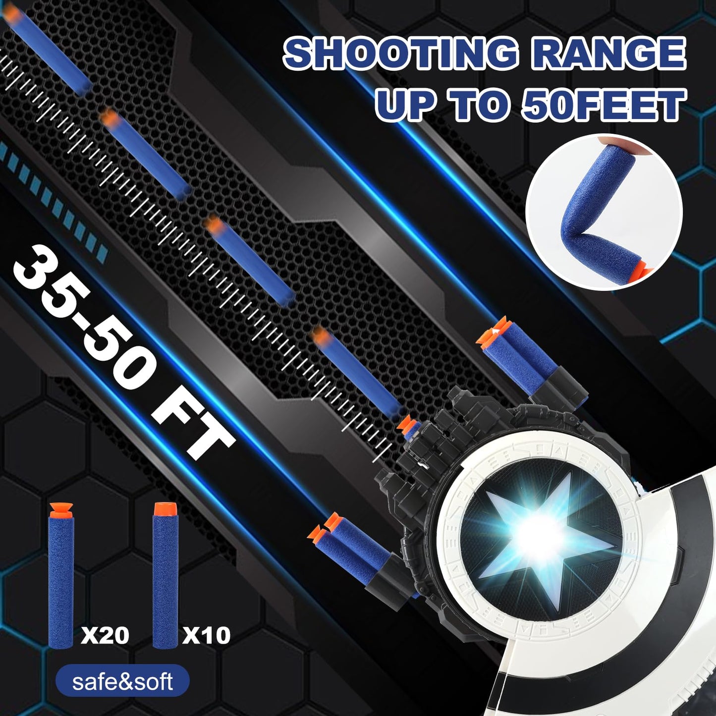 KooRare Shield Dart-Blaster Toy – Dual-Mode Shield & Dart Blaster with 30 Darts (6+)