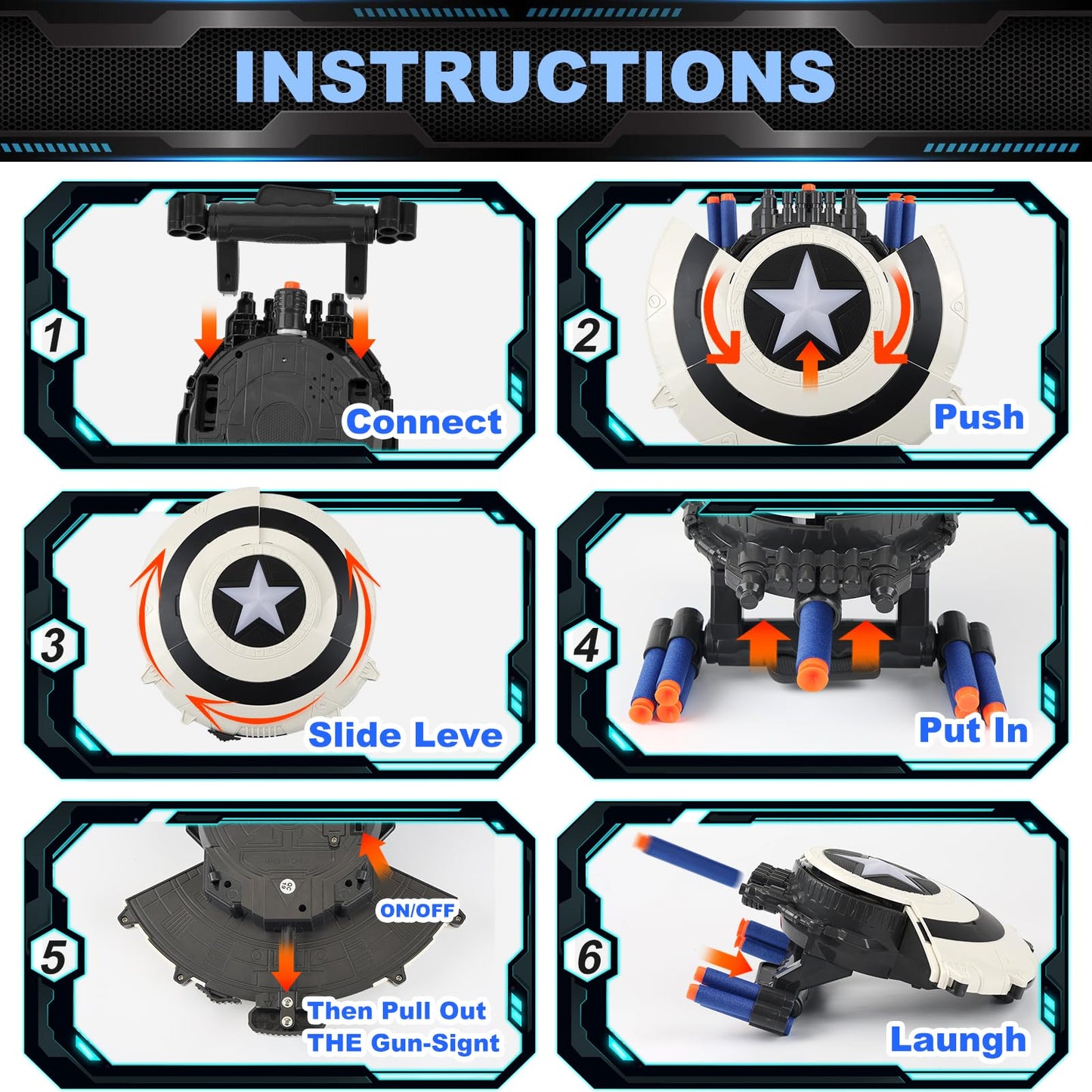 KooRare Shield Dart-Blaster Toy – Dual-Mode Shield & Dart Blaster with 30 Darts (6+)