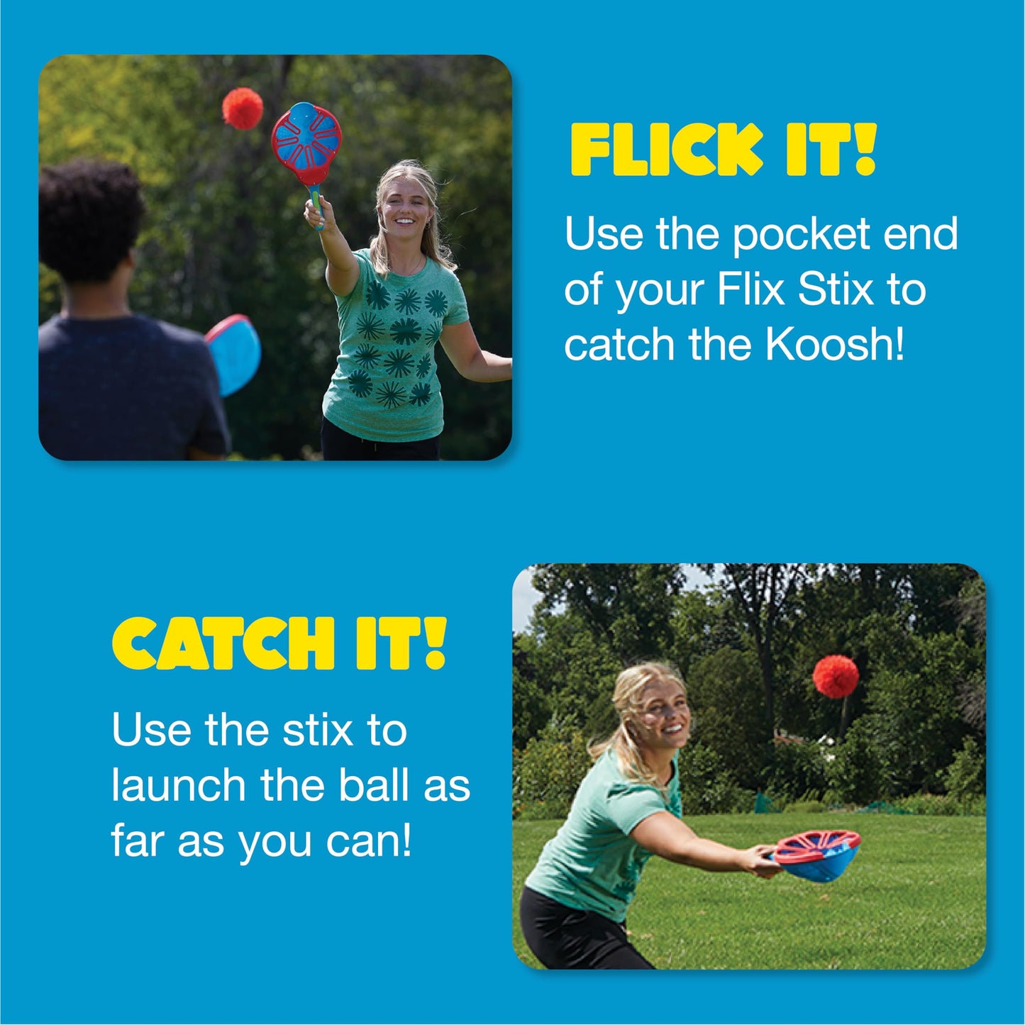 Koosh Flix Stix Active Play for Ages 6 to 11 | Lacrosse-Style Catch & Pass