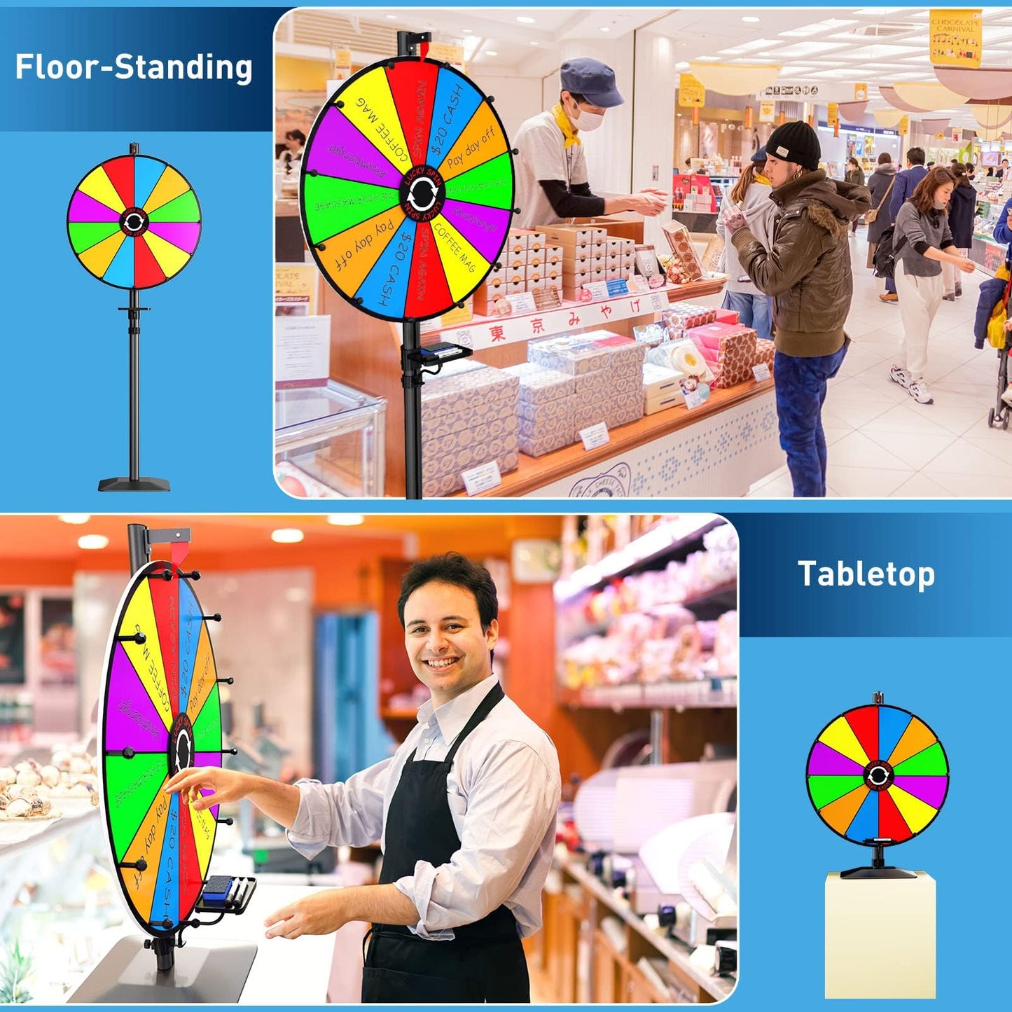 KOOV 24-Inch Prize Wheel – 12-Slot Spinning Wheel for Tabletop or Floor