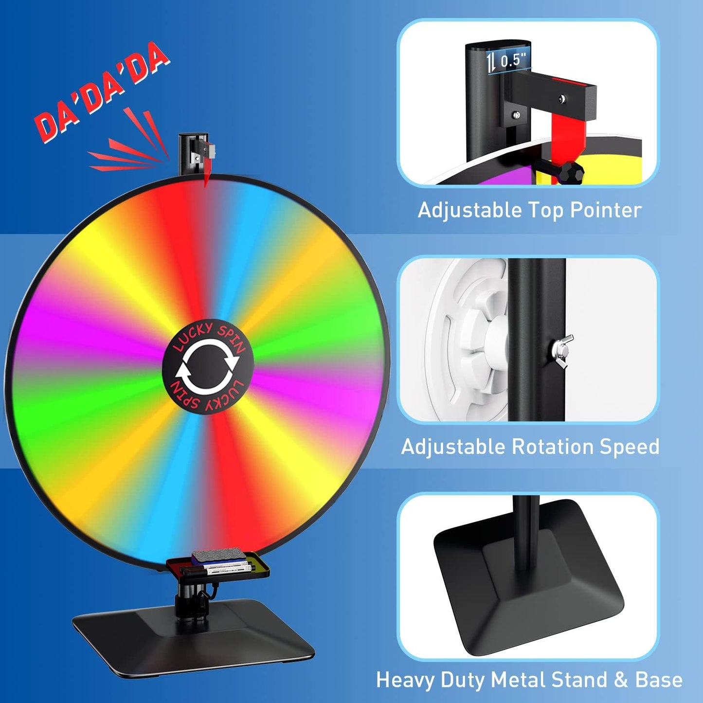 KOOV 24-Inch Prize Wheel – 12-Slot Spinning Wheel for Tabletop or Floor