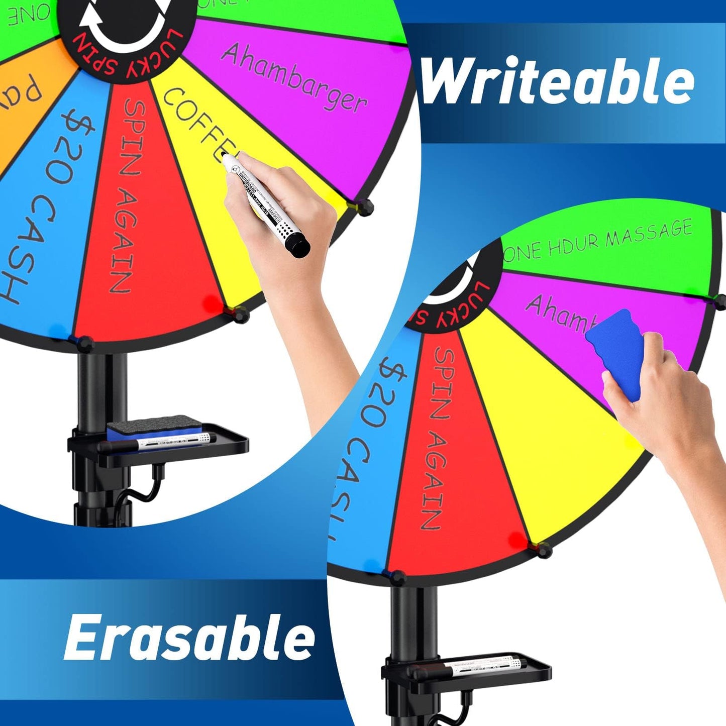 KOOV 24-Inch Prize Wheel – 12-Slot Spinning Wheel for Tabletop or Floor