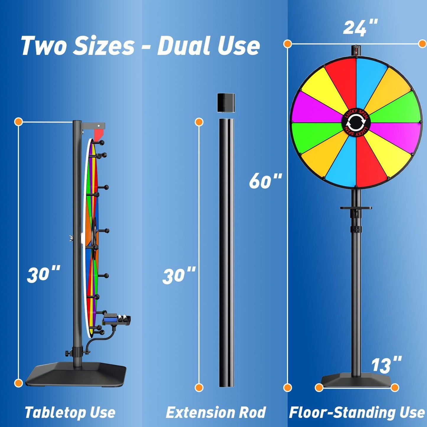 KOOV 24-Inch Prize Wheel – 12-Slot Spinning Wheel for Tabletop or Floor