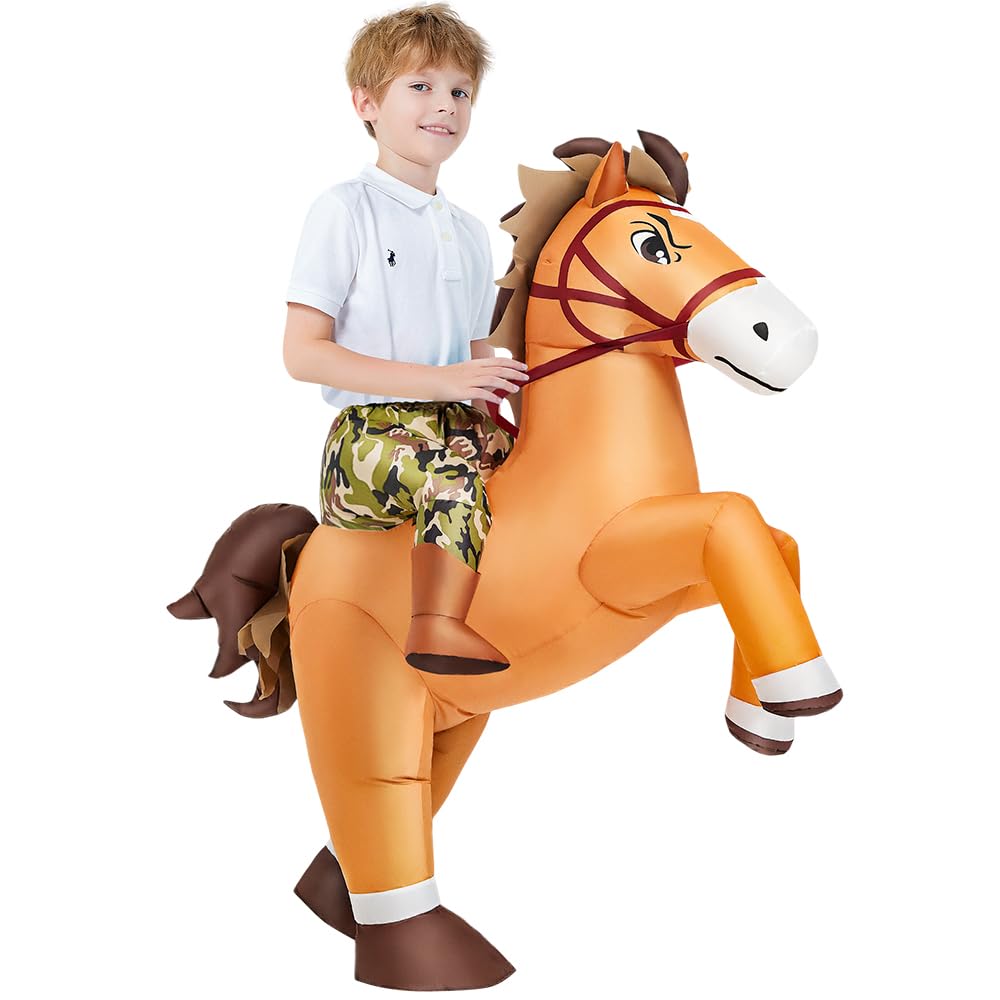 KOOY Inflatable Horse Costume for Kids 7-10 | Blow-Up Cowboy Cowgirl