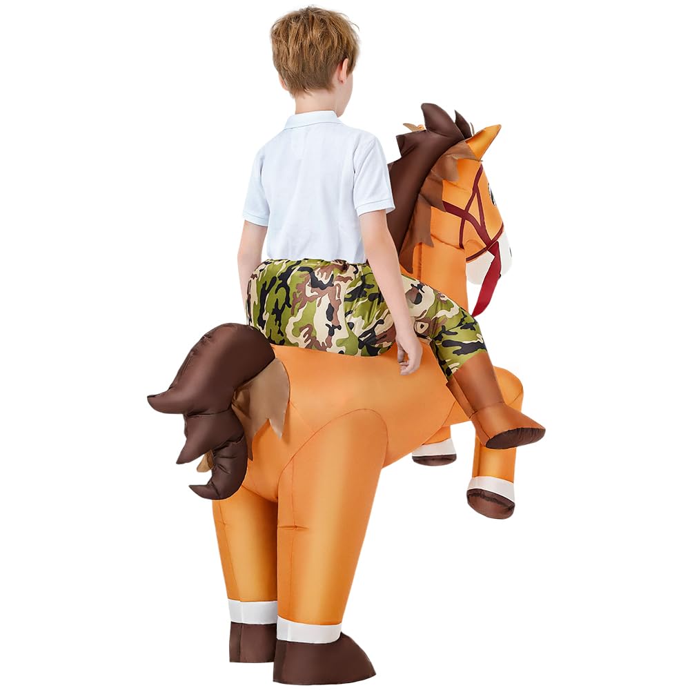 KOOY Inflatable Horse Costume for Kids 7-10 | Blow-Up Cowboy Cowgirl