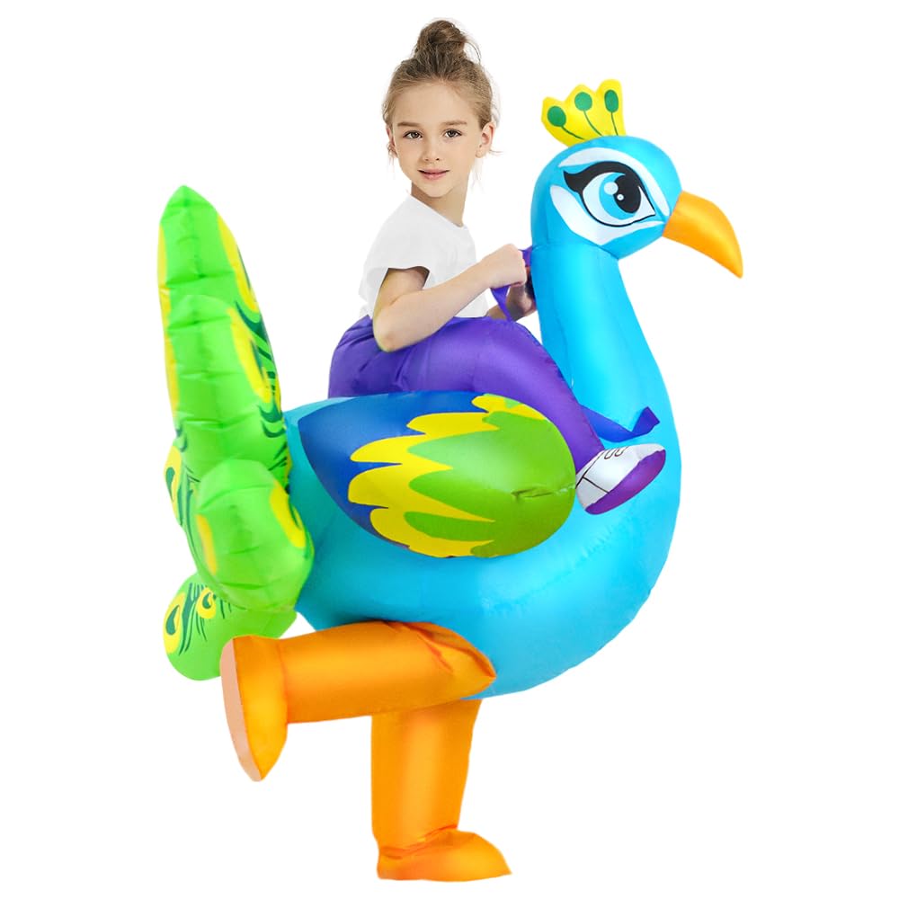 KOOY Inflatable Peacock Costume for Kids – Quick Inflate, Fun Halloween Blow-Up Suit