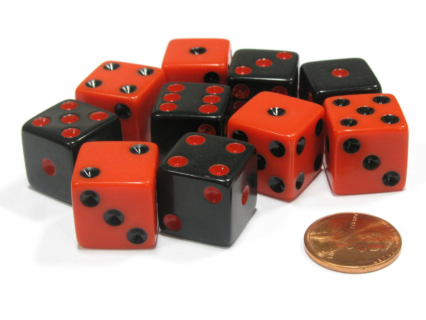 Koplow Games Set of 10 Inverse Black & Red 16mm D6 Dice