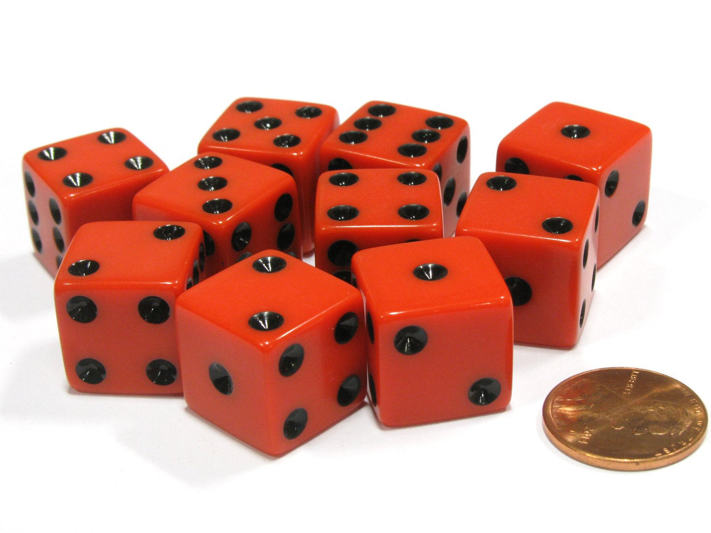 Koplow Games Set of 10 Red 16mm D6 Dice – Square, Opaque, Black Pips