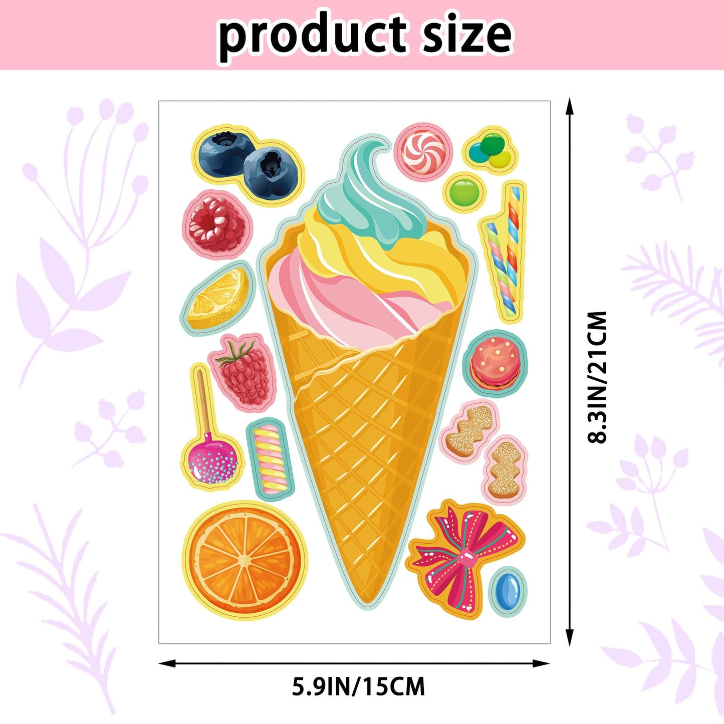 Kopokita 24 Sheets Make Your Own Ice Cream Stickers for Kids | Face Sticker Craft Kit