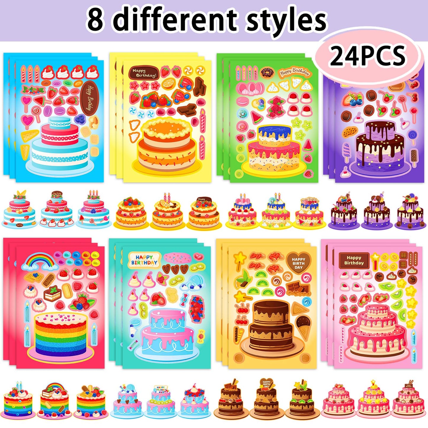 Kopokita 24 Sheets Make Your Own Cake Stickers – Creative Face Stickers for Kids, Party Favors & Crafts