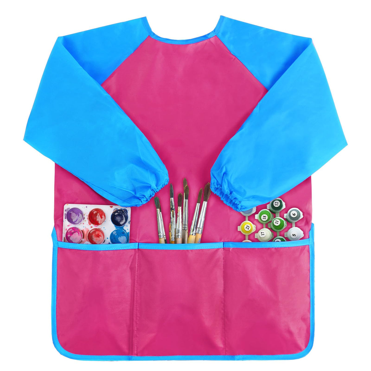 Kopokita Kids Art Smock – Waterproof Painting Apron for Toddlers 2–6 (Hot Pink)