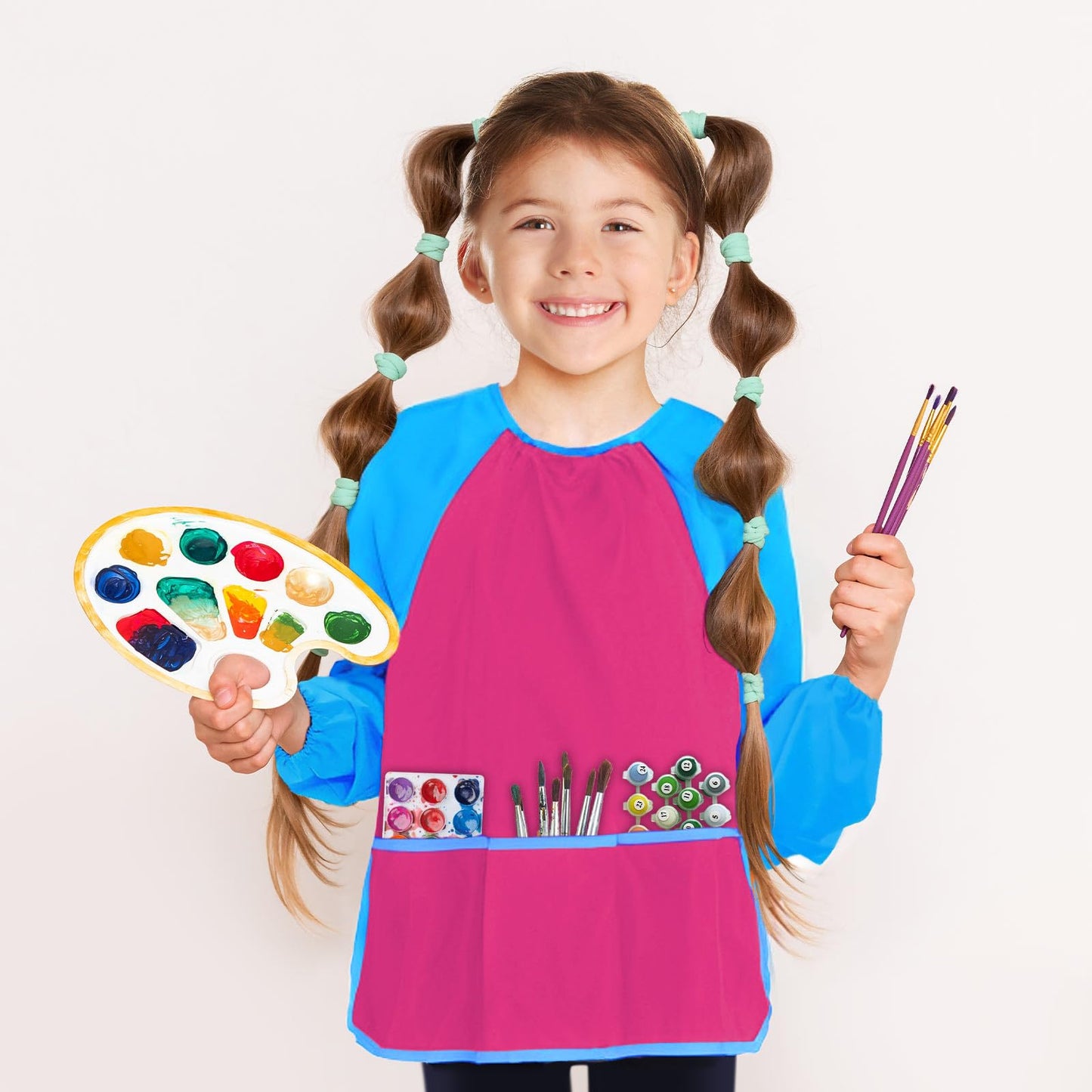 Kopokita Kids Art Smock – Waterproof Painting Apron for Toddlers 2–6 (Hot Pink)