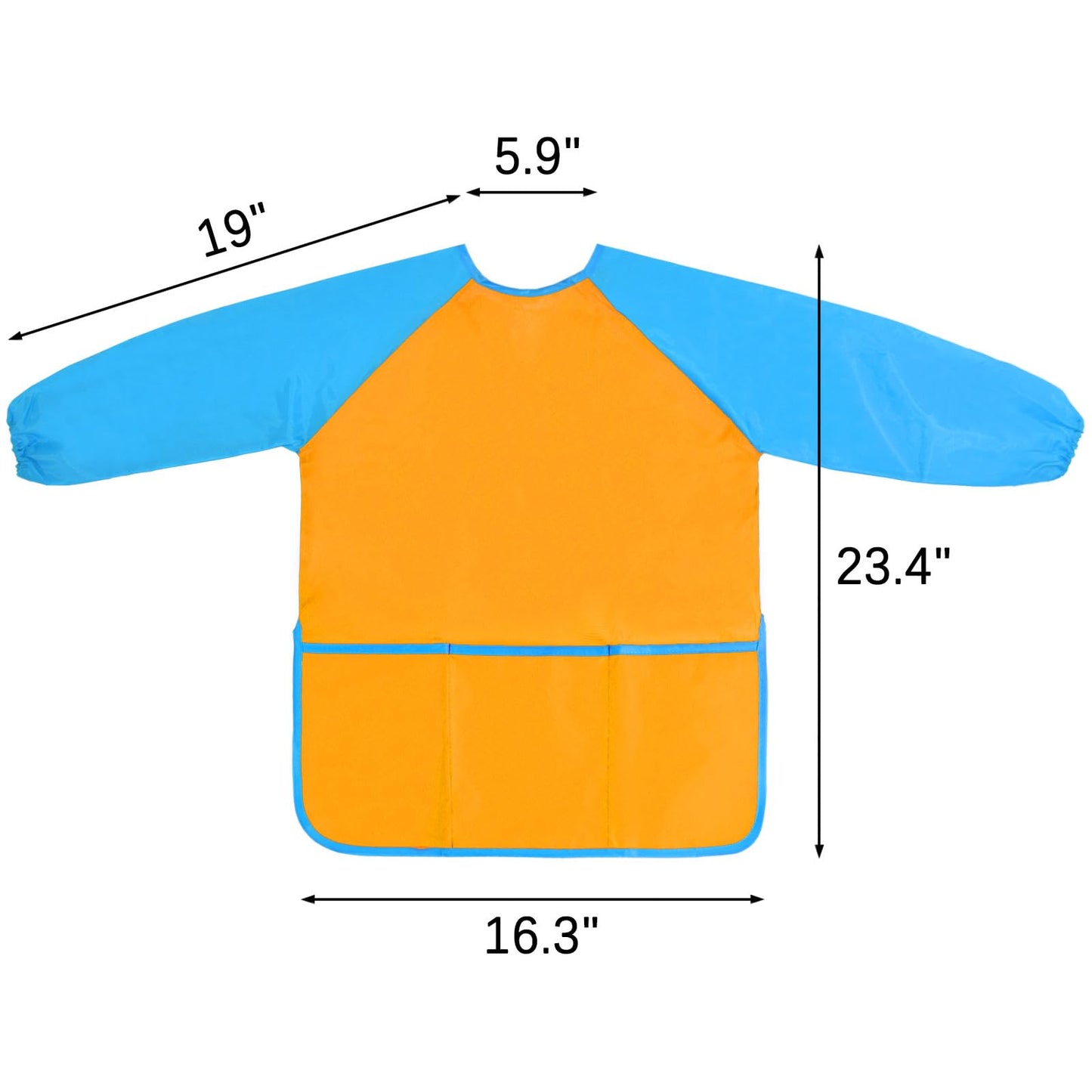 Kopokita Kids Art Smock – Waterproof Painting Apron for Toddlers 2–6 (Orange) with 3 Pockets