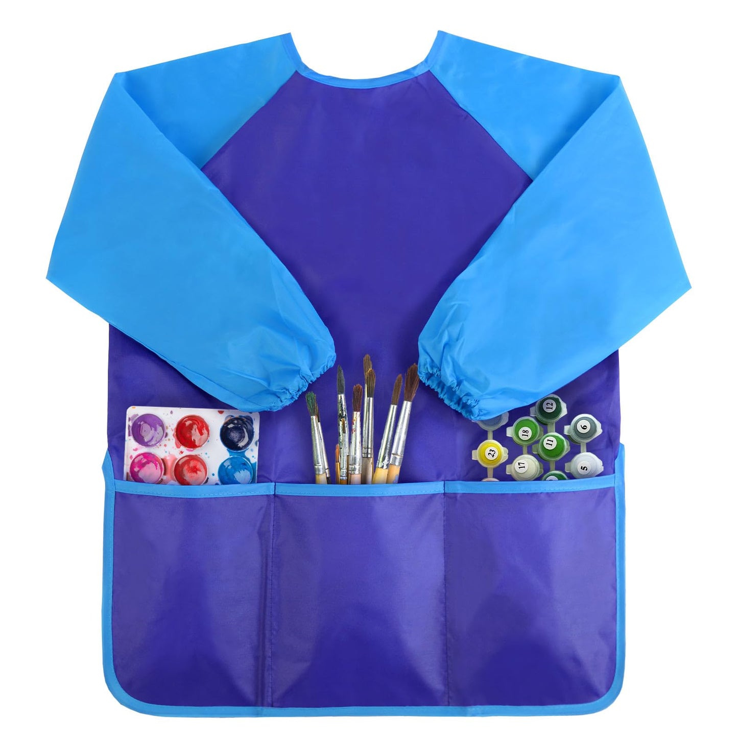 Kopokita Kids Art Smock – Waterproof Painting Apron with Long Sleeves & Pockets (Blue)