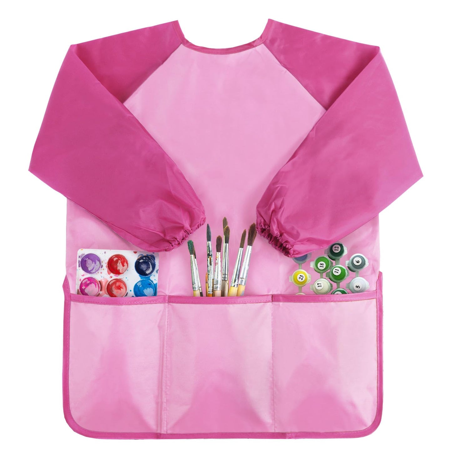 Kopokita Kids Art Smock – Waterproof Long-Sleeve Painting Apron (Pink)