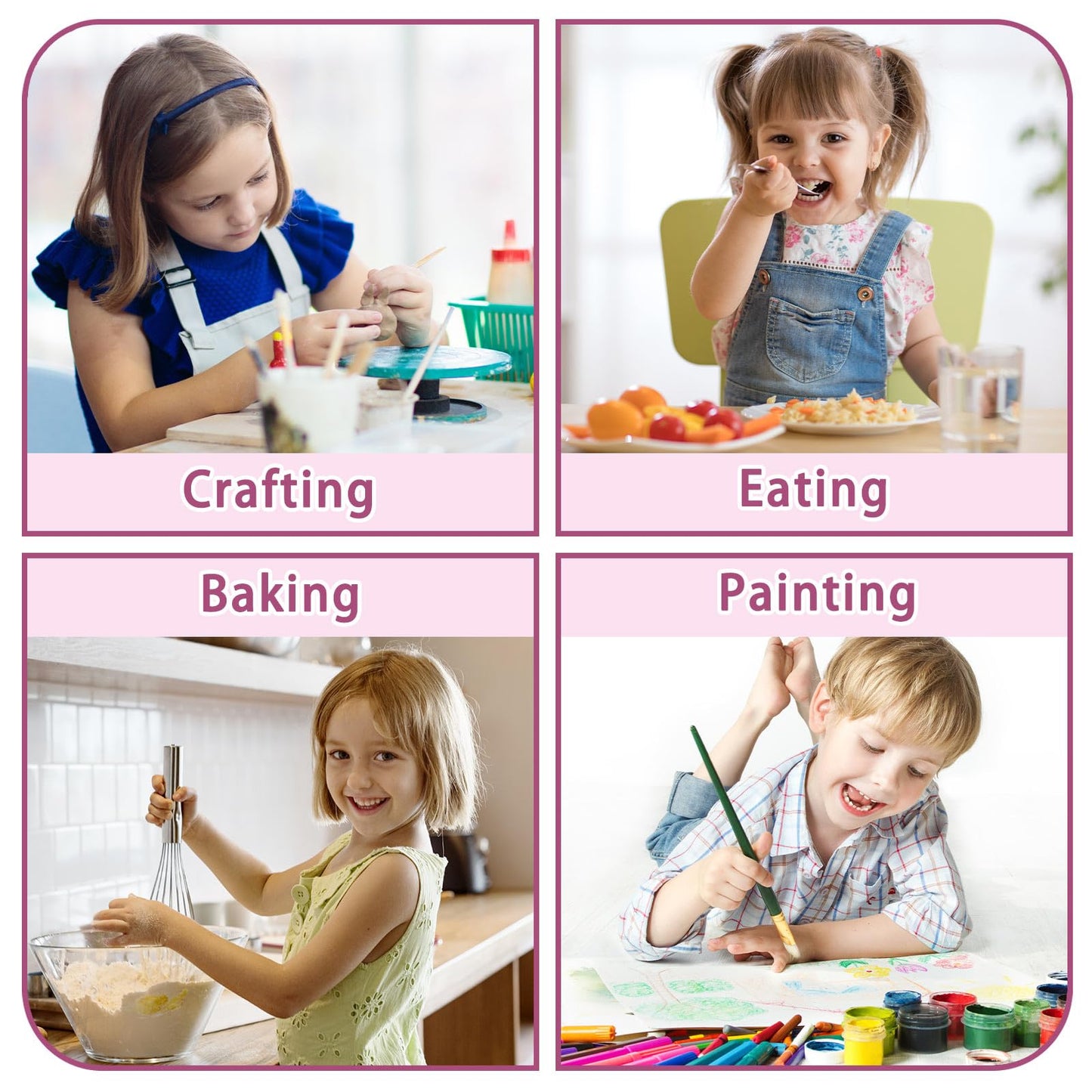 Kopokita Kids Art Smock – Waterproof Long-Sleeve Painting Apron (Pink)