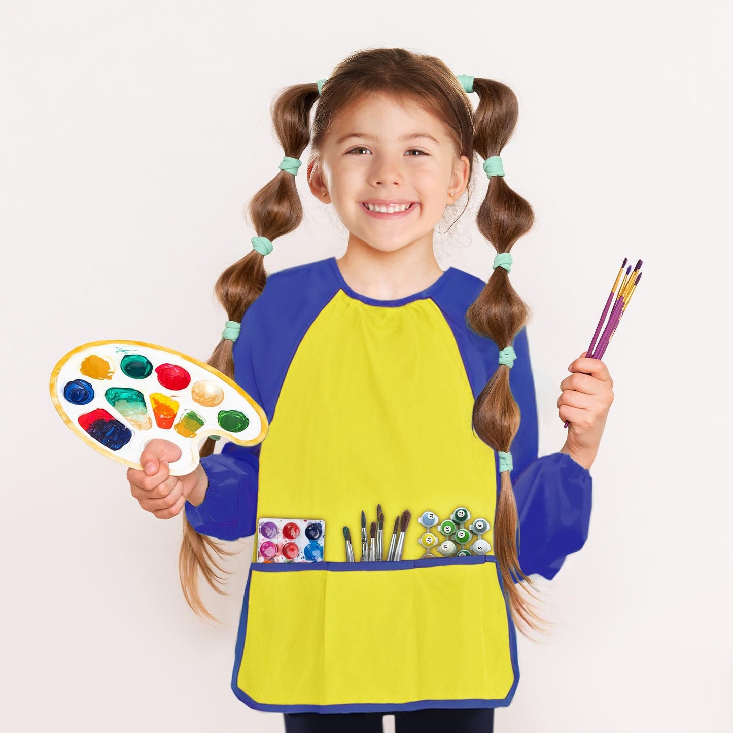 Kopokita Kids Art Smock – Waterproof Painting Apron with Long Sleeves & 3 Pockets (Ages 2-6)