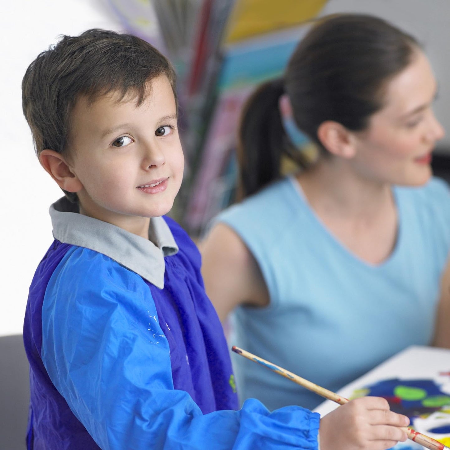 Kopokita Kids Art Smock – Waterproof Painting Apron with Long Sleeves & Pockets (Blue)