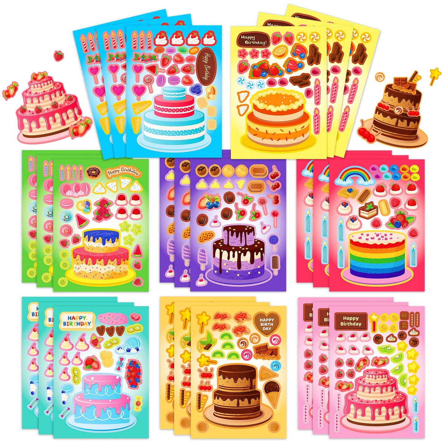 Kopokita 24 Sheets Make Your Own Cake Stickers – Creative Face Stickers for Kids, Party Favors & Crafts