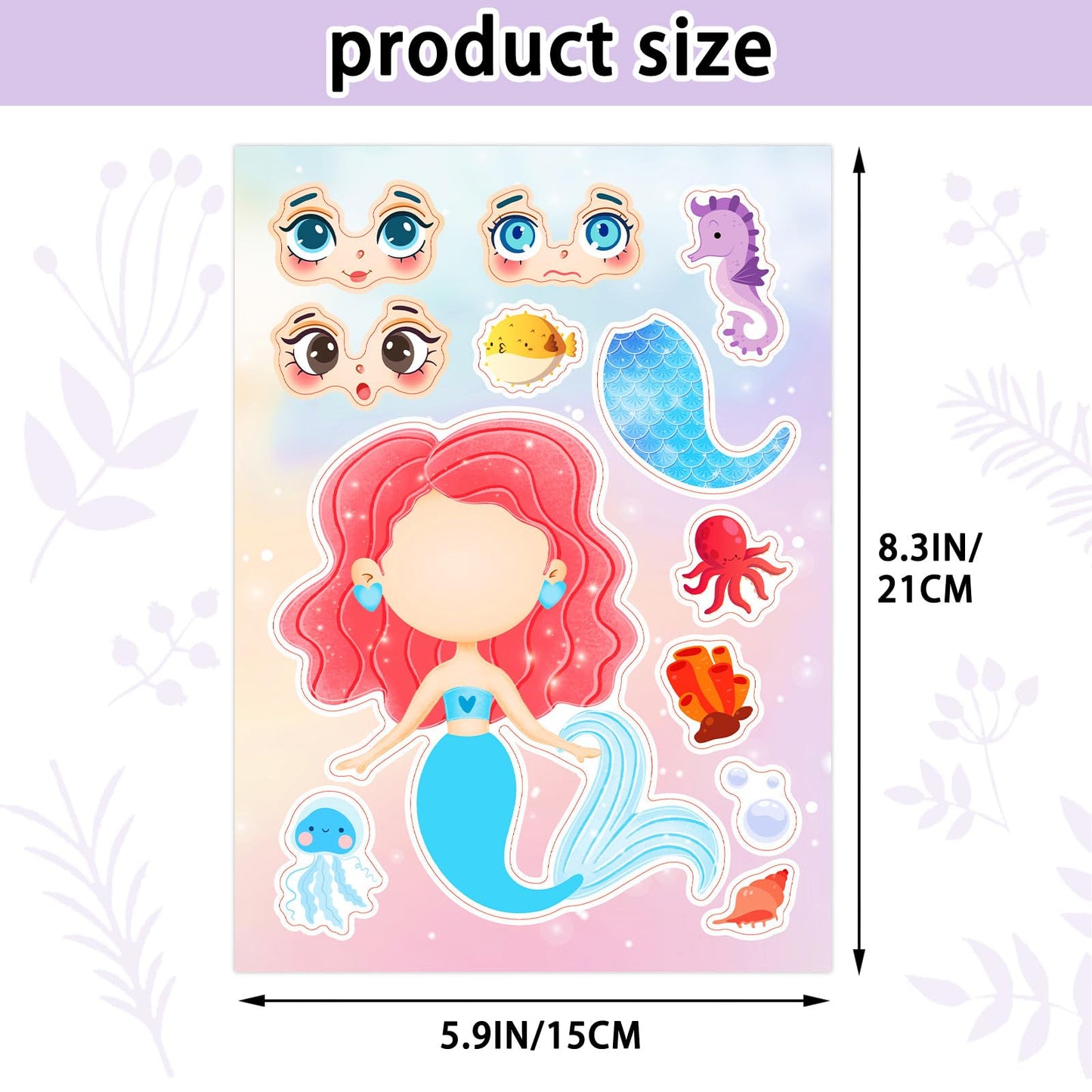Kopokita Mermaid Stickers Set — 24 Sheets for Kids Crafts & Party Favors