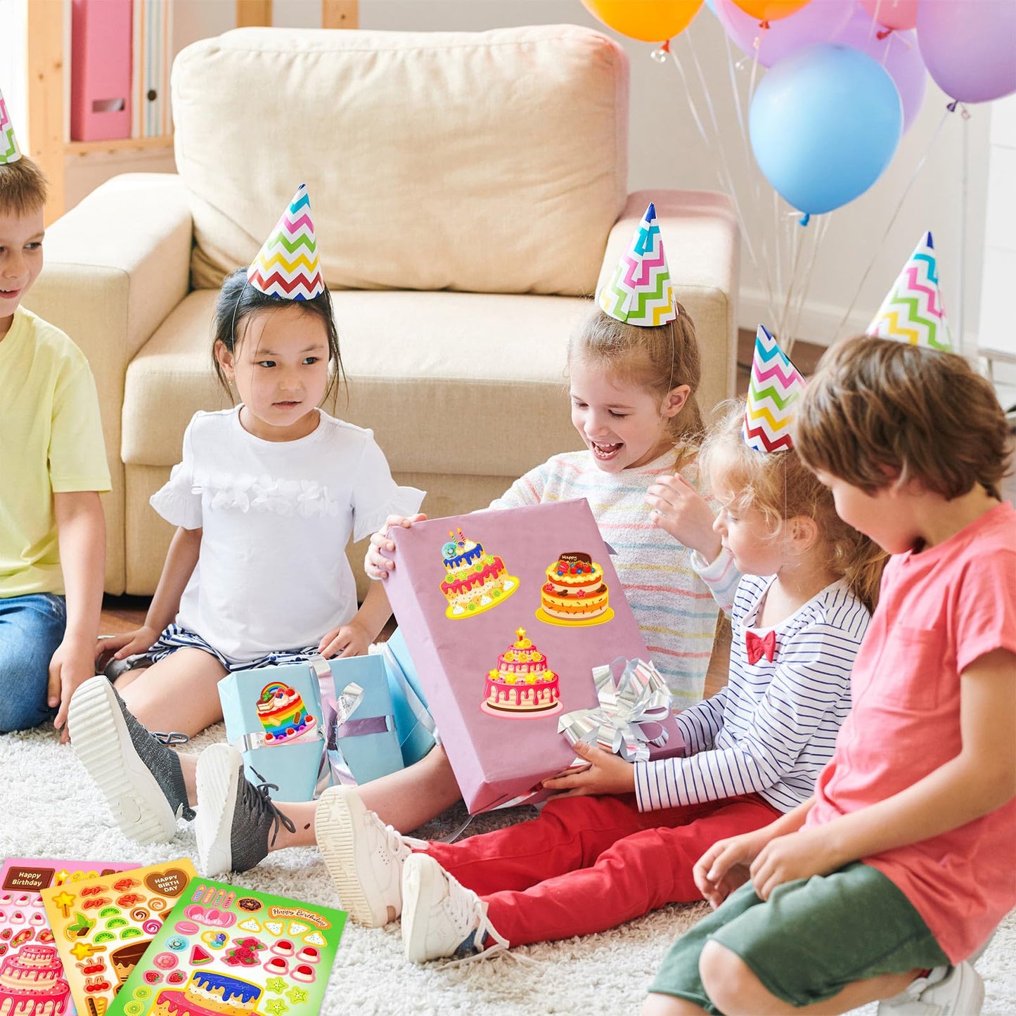 Kopokita 24 Sheets Make Your Own Cake Stickers – Creative Face Stickers for Kids, Party Favors & Crafts