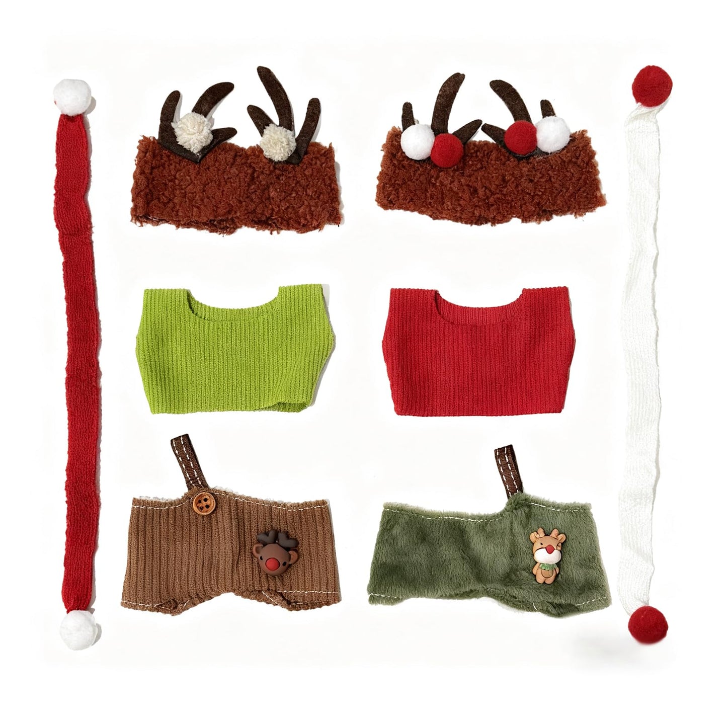 KORIYO Christmas Doll Clothes – 8-Piece 17cm Doll Outfits with Santa & Deer Accessories