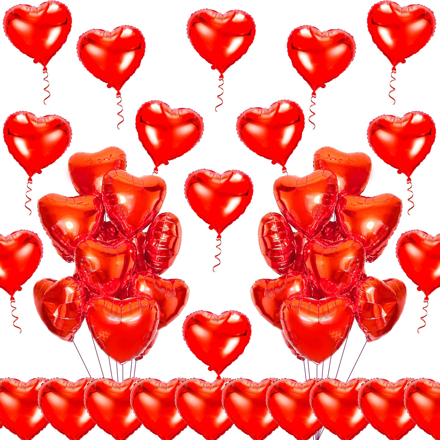 kortes Red Heart Balloons - 50pcs 10-inch Foil Valentines Day Decoration Kit