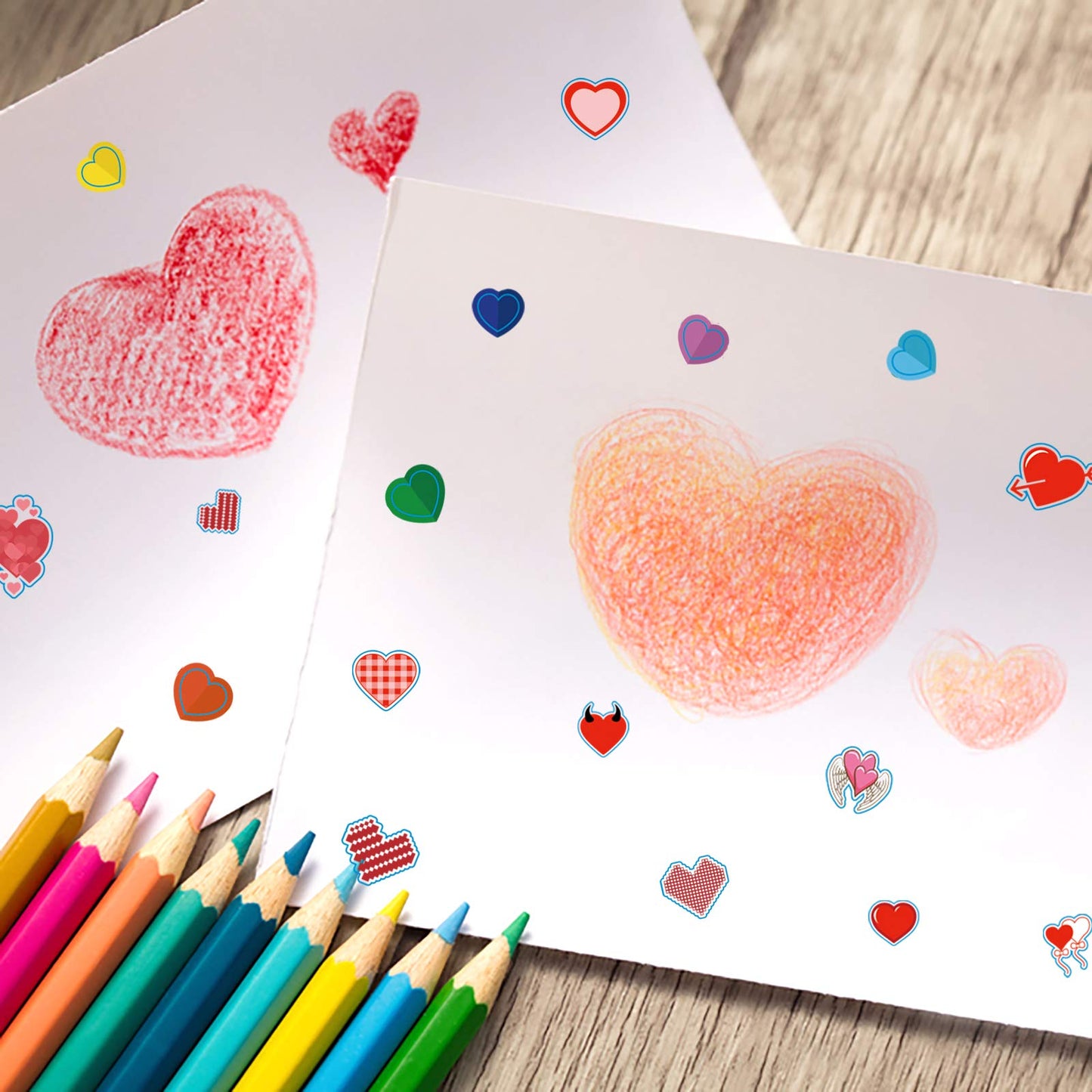 kortes 72-Sheets Valentines Heart Stickers – 3642 pcs, 12 Designs