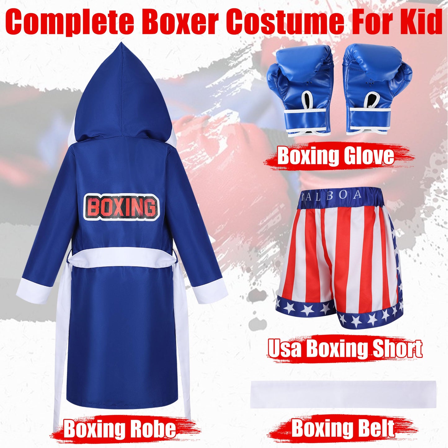Kosgraiy Boxing Costumes for Kids – Robe, Shorts & Gloves Set for Play