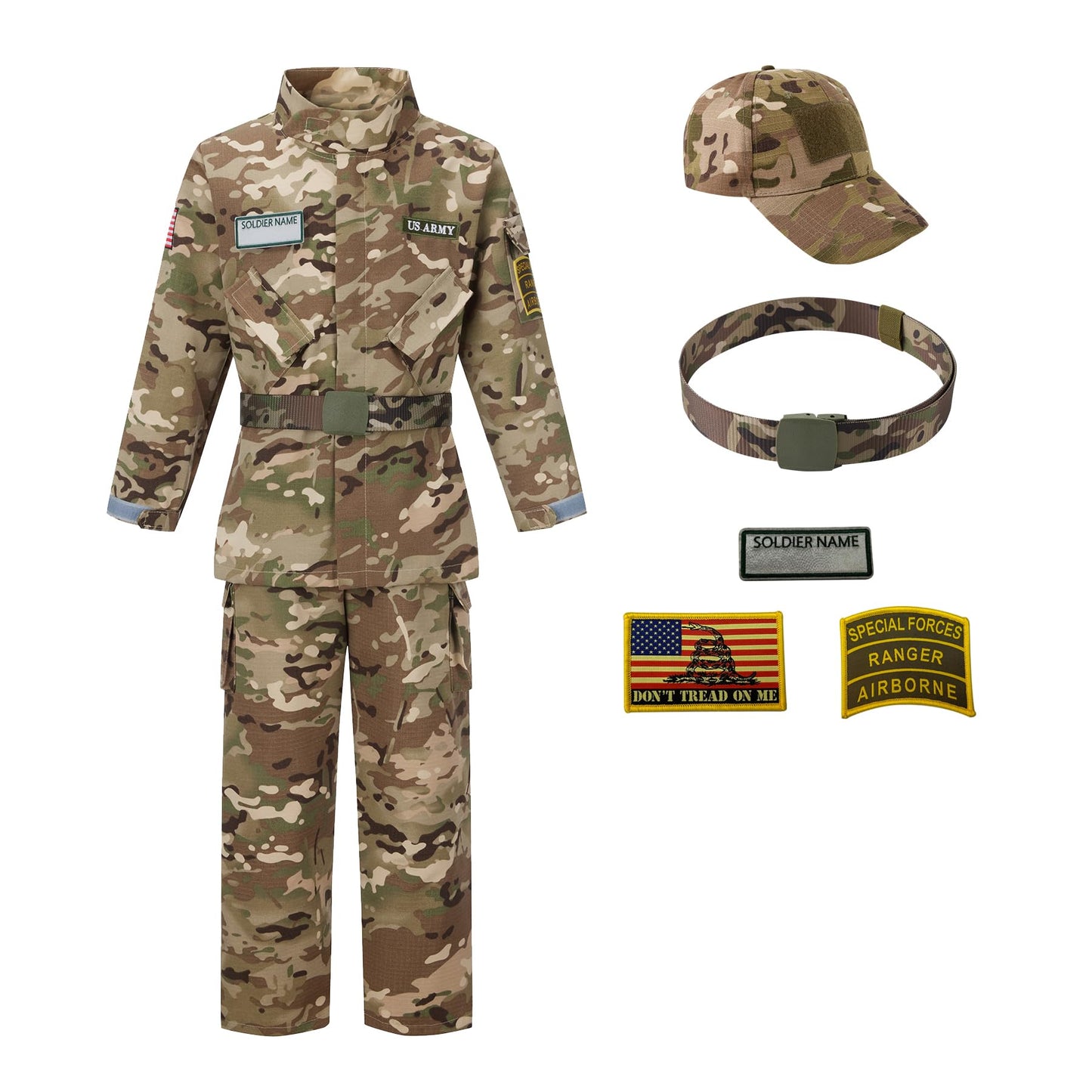 Kosgraiy Army Costume for Boys - Kids Military Soldier Outfit, Camouflage