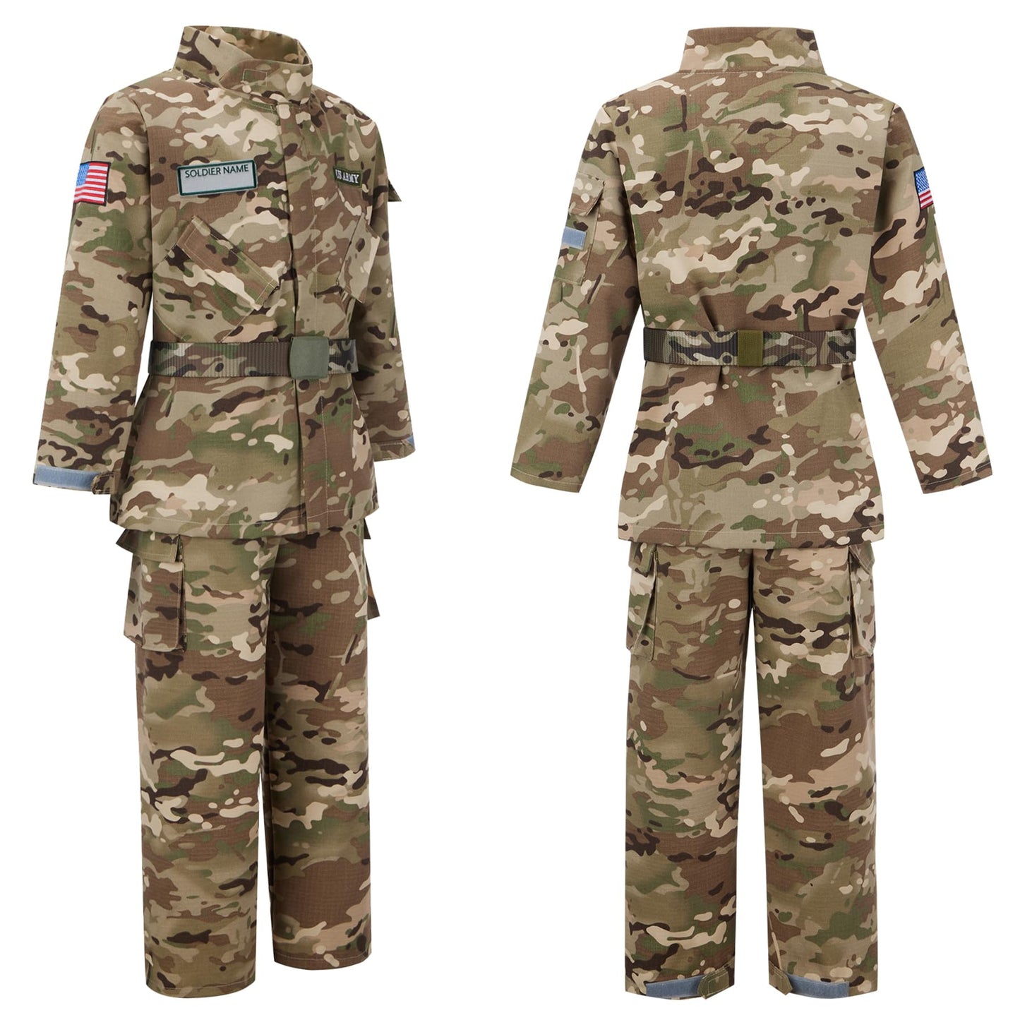 Kosgraiy Army Costume for Boys - Kids Military Soldier Outfit, Camouflage