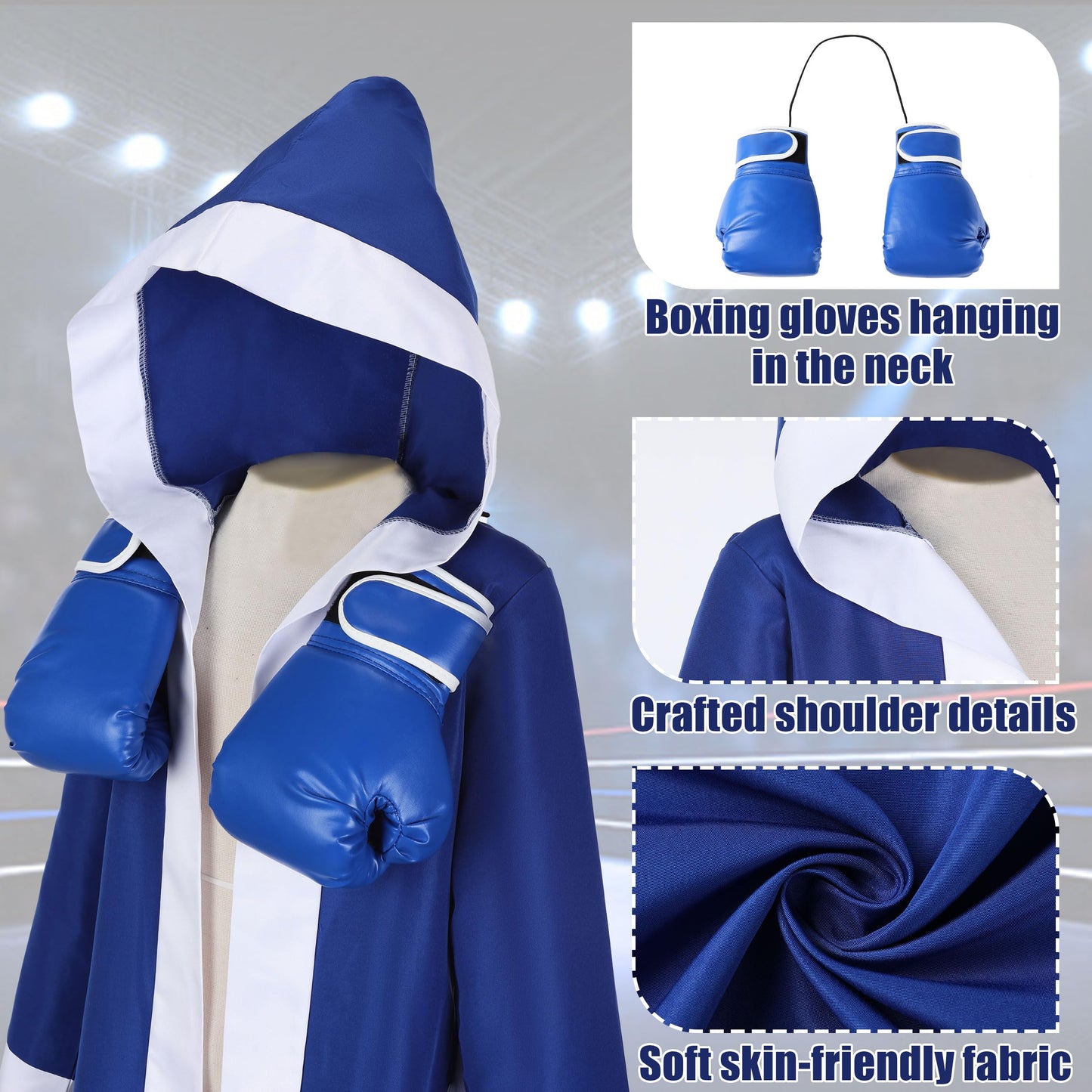 Kosgraiy Boxing Costumes for Kids – Robe, Shorts & Gloves Set | Halloween Boxer Outfit
