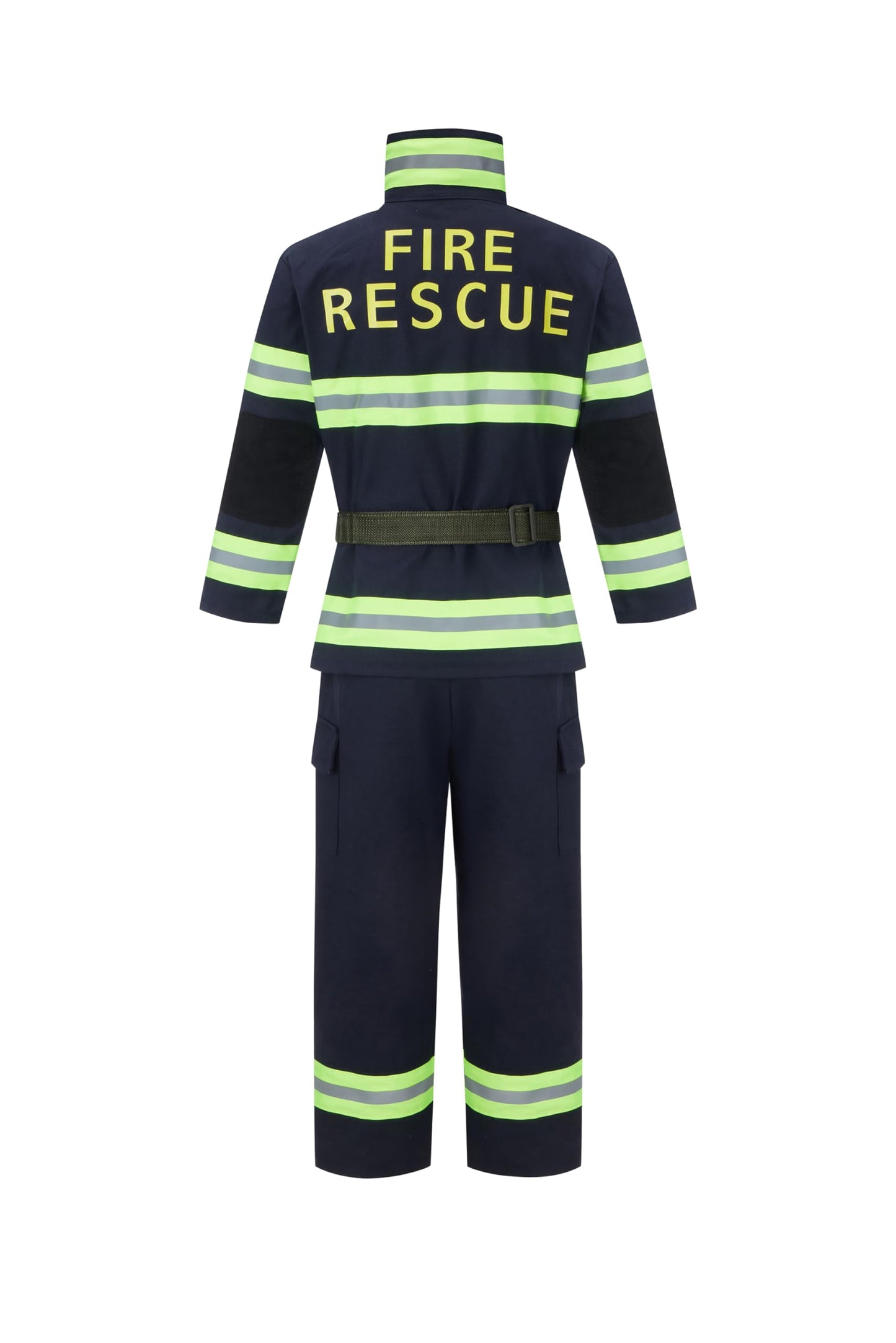 Kosgraiy Kids Firefighter Costume 9pc Set – Black Fireman Dress Up for 3-4 Years
