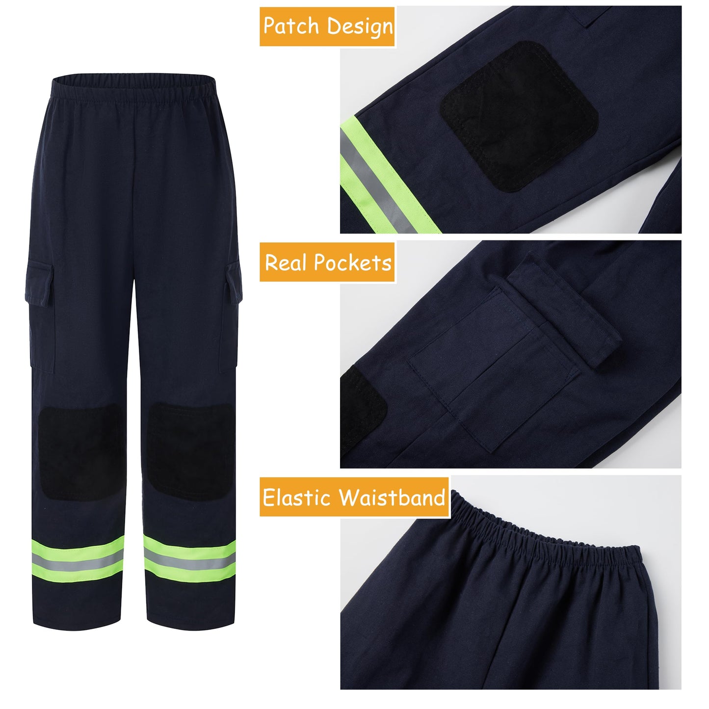 Kosgraiy Kids Firefighter Costume 9pc Set – Black Fireman Dress Up for 3-4 Years