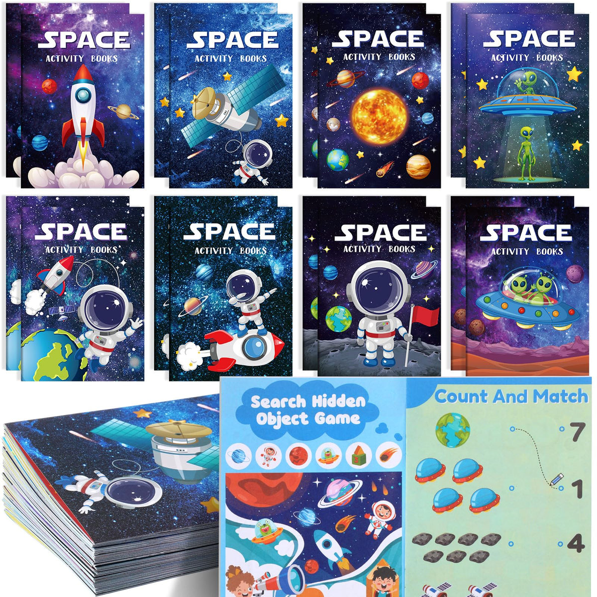 Kosiz 24 Pcs Outer Space Activity Books for Kids | Coloring, Mazes & Space Party Favors