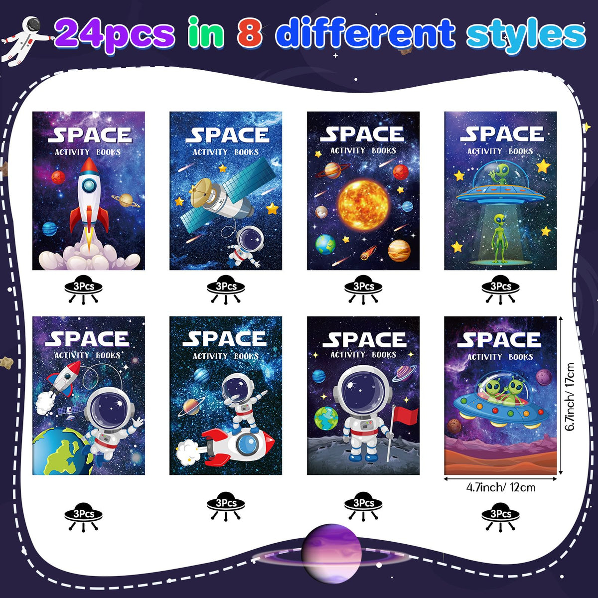 Kosiz 24 Pcs Outer Space Activity Books for Kids | Coloring, Mazes & Space Party Favors