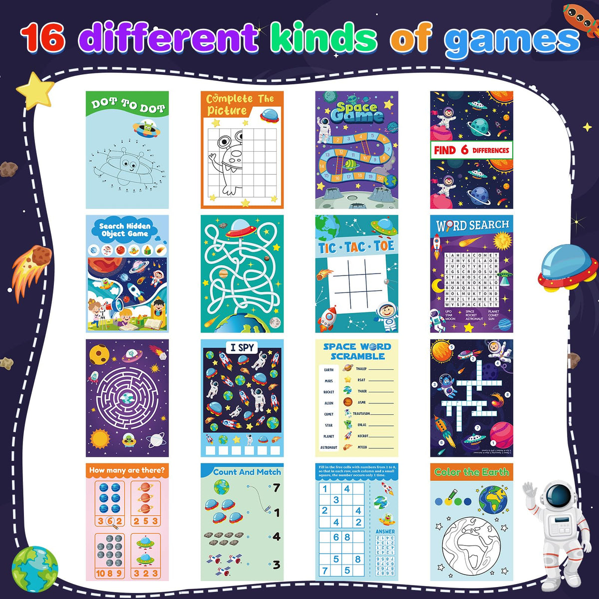 Kosiz 24 Pcs Outer Space Activity Books for Kids | Coloring, Mazes & Space Party Favors