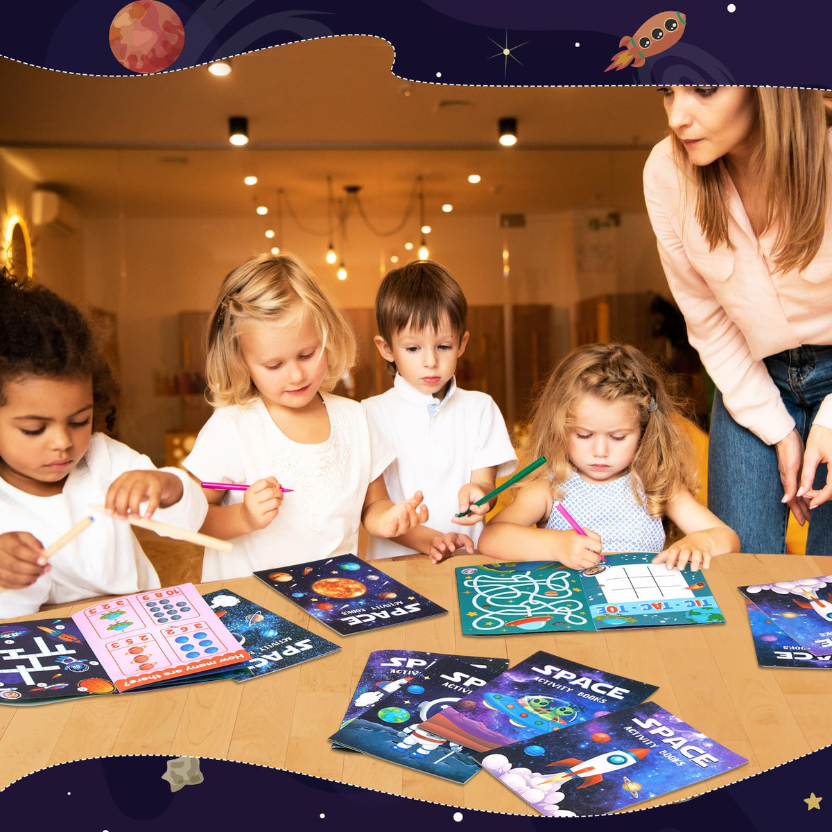 Kosiz 24 Pcs Outer Space Activity Books for Kids | Coloring, Mazes & Space Party Favors