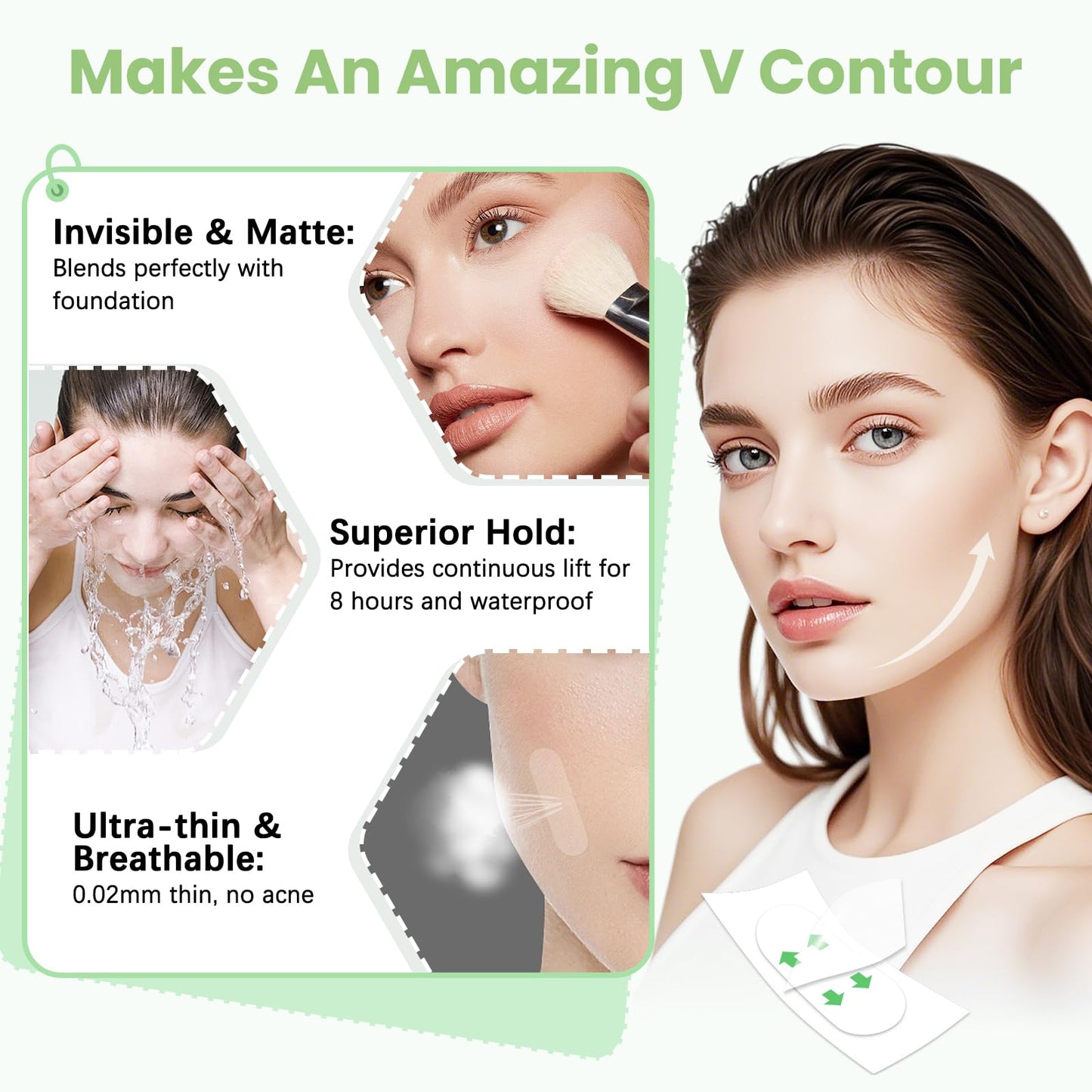 KOSOBO Facetapes for Lifting - Matte Invisible Neck Tape for Jowls, Double Chin, Sagging Skin | 1 Count (Pack of 200)