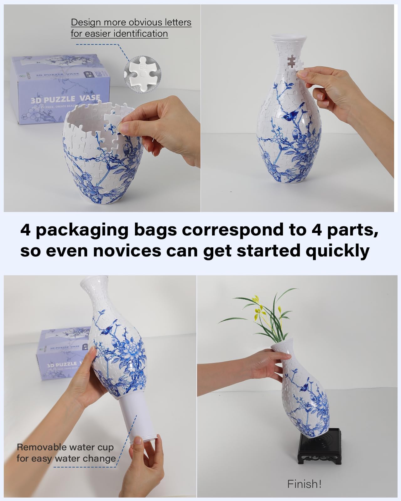 KOSTBAR 3D Puzzle Vase for Adults – 160-Piece Interlocking Vase for Flowers and Home Decor