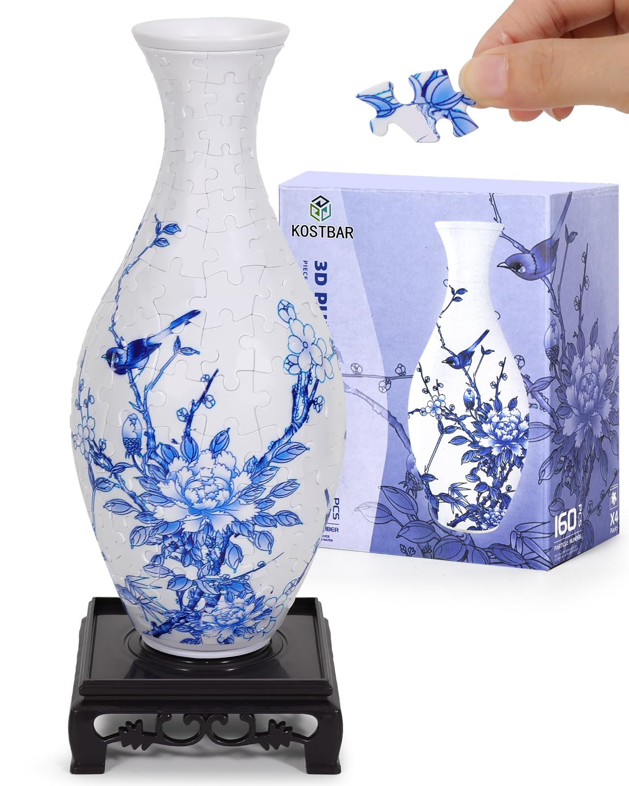 KOSTBAR 3D Puzzle Vase for Adults – 160-Piece Interlocking Vase for Flowers and Home Decor