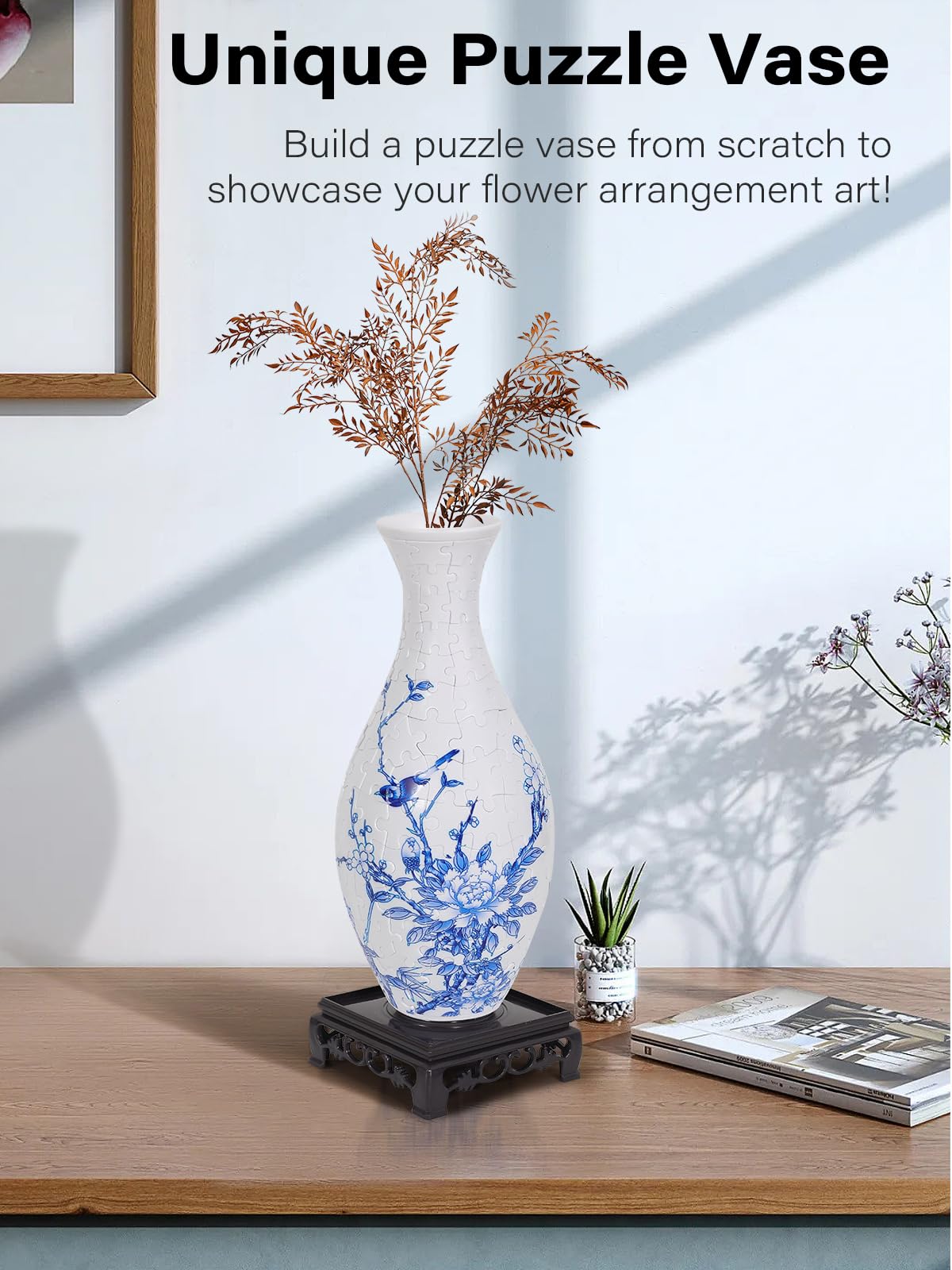 KOSTBAR 3D Puzzle Vase for Adults – 160-Piece Interlocking Vase for Flowers and Home Decor